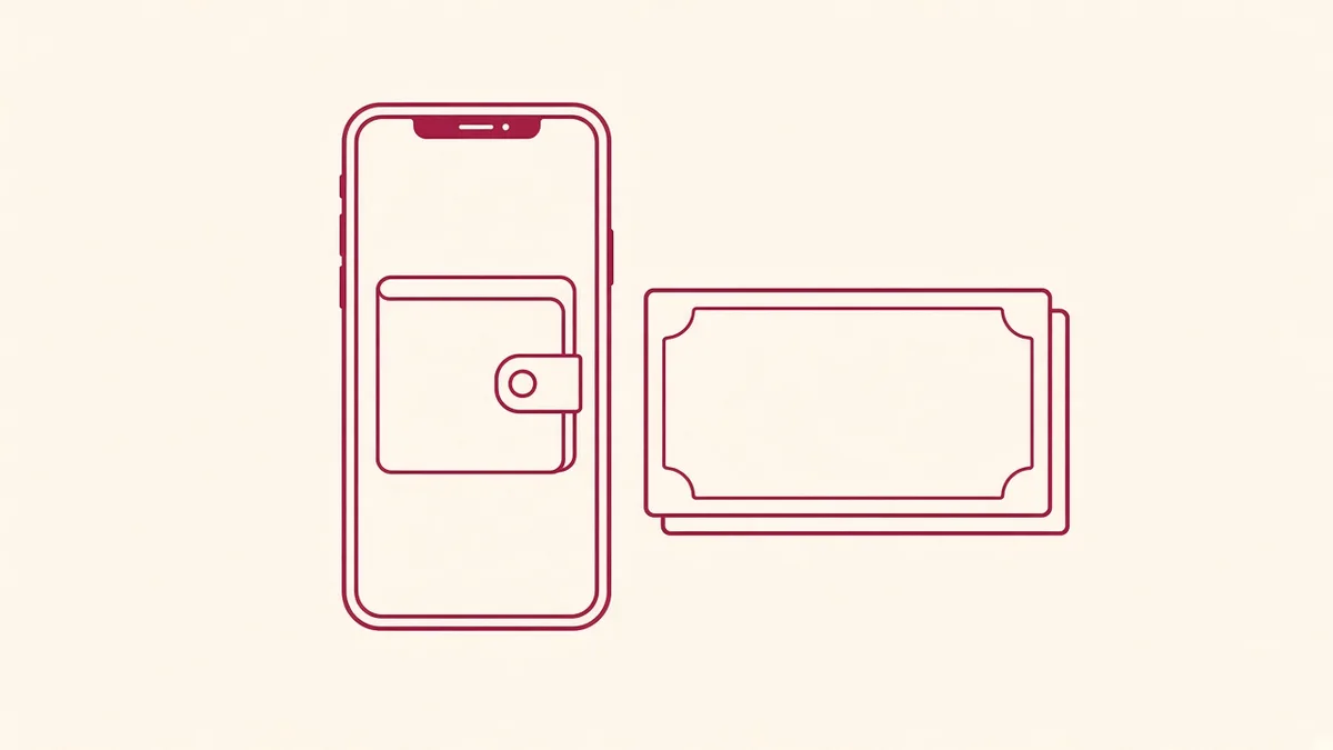 Rose illustration of a phone wallet and a peso note