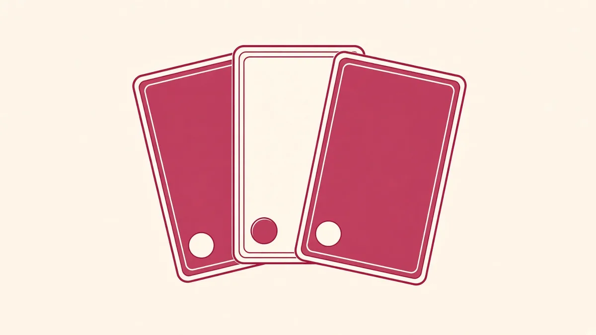 Ivory illustration of three wallet cards in rose line