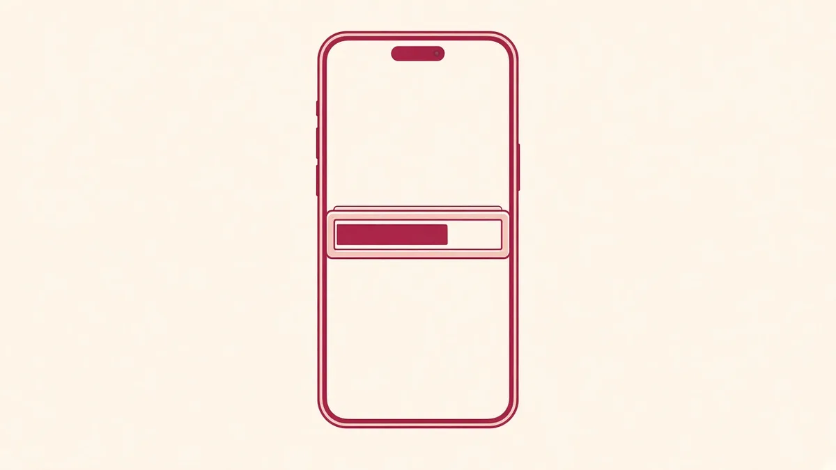Rose illustration of a phone with a closed download tray