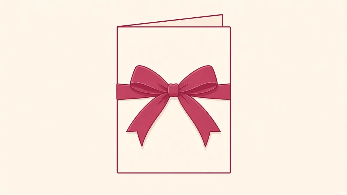 Ivory card with a rose ribbon illustration